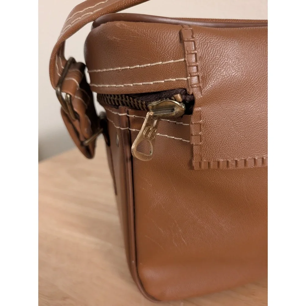 Leather Style Camera Bag -  With Strap - Brown  Minimal
